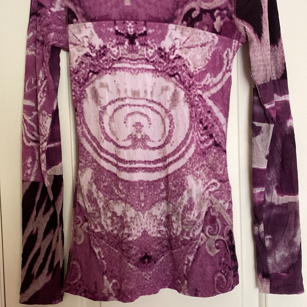 Karen Kane Very Stretchy Pink Purple Print Top NeverUsed - Picture 7 of 16